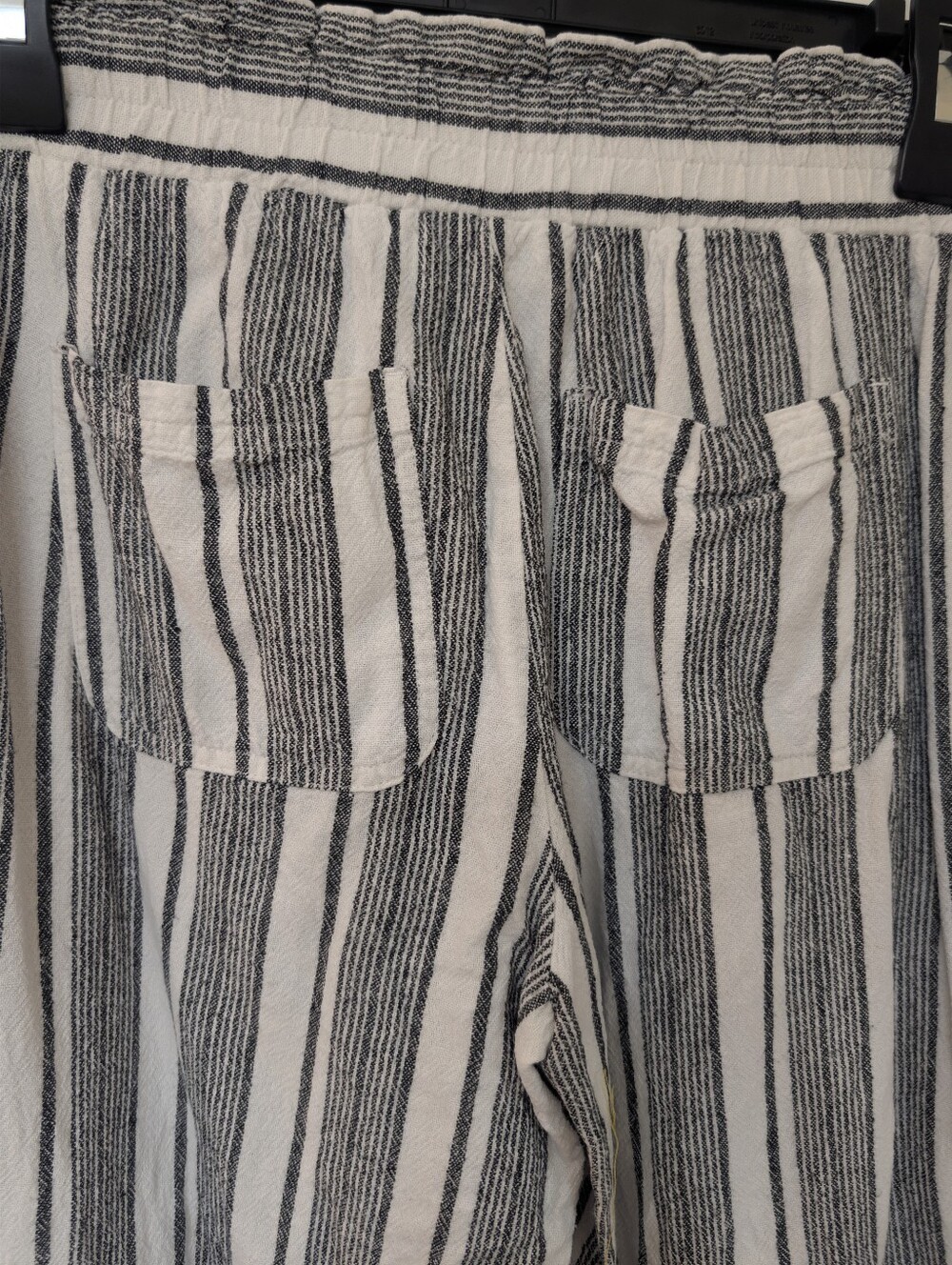 Rewind Striped Linen Blend Wide-Leg Paper Bag Pants - Black & White - Picture 11 of 14